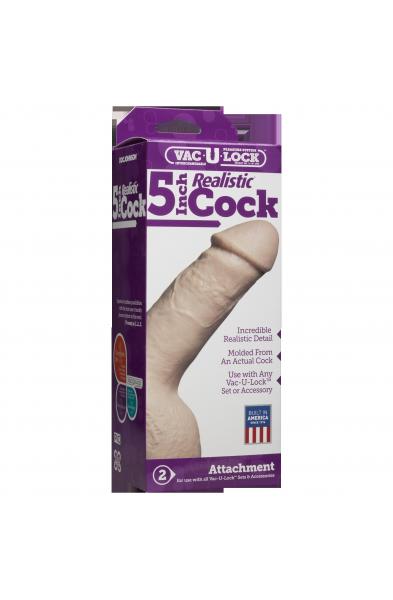 Vac-U-Lock 5-Inch Realistic Cock - White