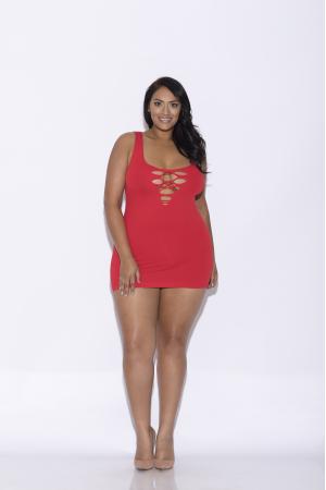 Seamless Sleeveless Chemise - Queen Size - Red