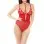 Soft Cup Mesh & Lace Teddy W/choker - Red - Extra Large