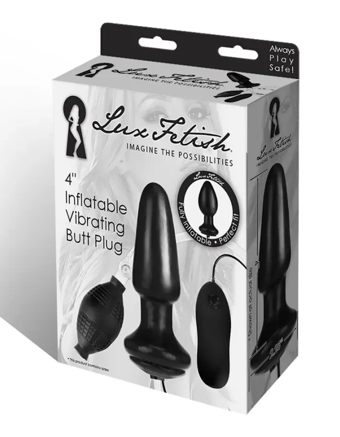 Lux Fetish 4" Inflatable Vibrating Butt Plug