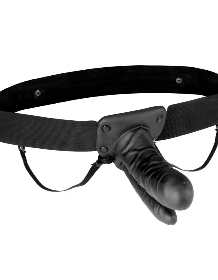 Lux Fetish Unisex Vibrating Hollow Double  Penetration Strap-on Dildo