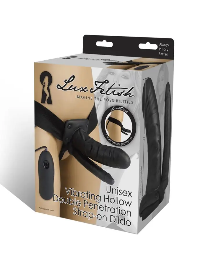 Lux Fetish Unisex Vibrating Hollow Double  Penetration Strap-on Dildo