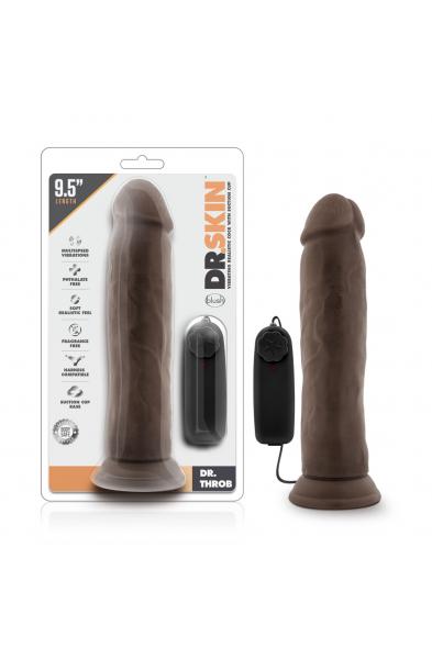 Dr. Skin - Dr. Throb - 9.5 Inch Vibrating  Realistic Cock With Suction Cup - Chocolate