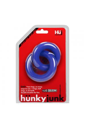 Hunkyjunk Duo Linked Cock Ball Rings - Cobalt