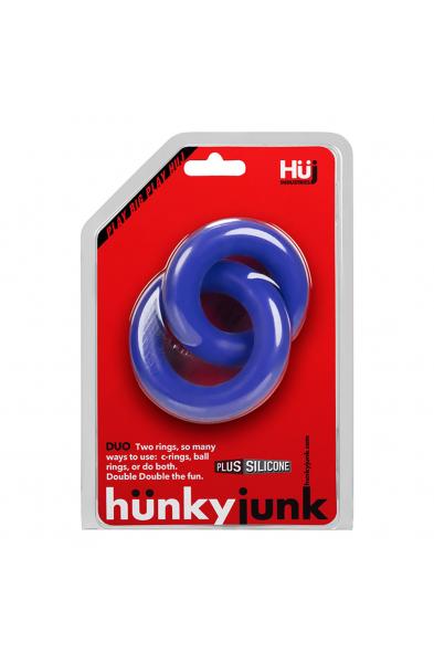 Hunkyjunk Duo Linked Cock Ball Rings - Cobalt