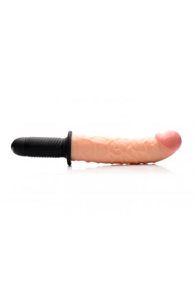 The Curved Dicktator 13 Mode Vibrating Giant Dildo Thruster - Flesh