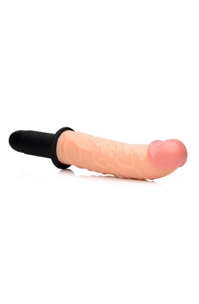 The Curved Dicktator 13 Mode Vibrating Giant Dildo Thruster - Flesh