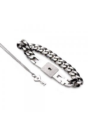 Chained Locking Bracelet and Key Necklace