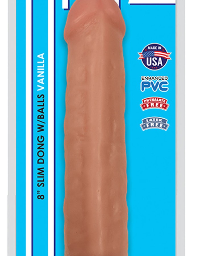 8 Inch Slim Dong With Balls - Vanilla