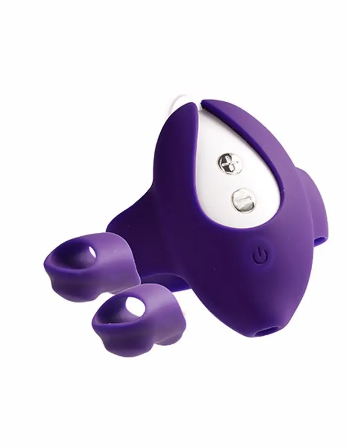 Kimi Rechargeable Dual Finger Vibe With Remote Control - Deep Purple