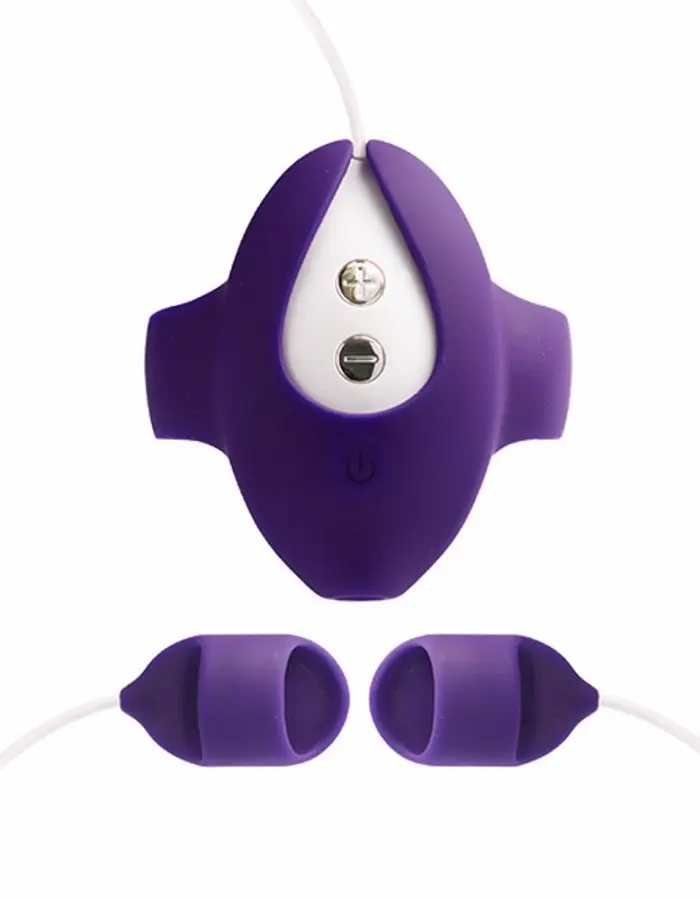 Kimi Rechargeable Dual Finger Vibe With Remote Control - Deep Purple
