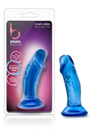 B Yours - Sweet n' Small 4 Inch Dildo With Suction Cup - Blue