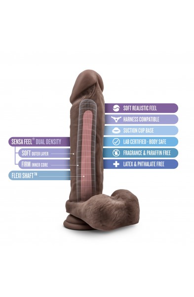 Au Natural - 9 Inch Dildo With Suction Cup -  Chocolate