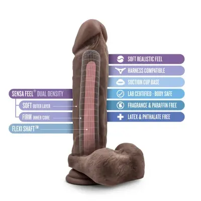 Au Natural - 9 Inch Dildo With Suction Cup - Chocolate
