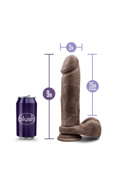 Au Natural - 9 Inch Dildo With Suction Cup -  Chocolate