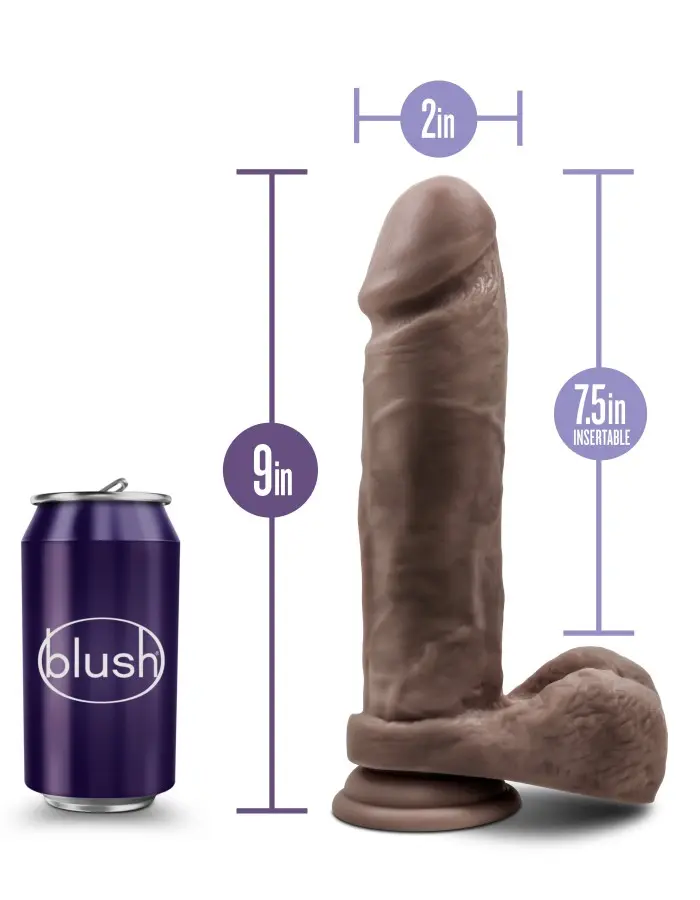 Au Natural - 9 Inch Dildo With Suction Cup - Chocolate
