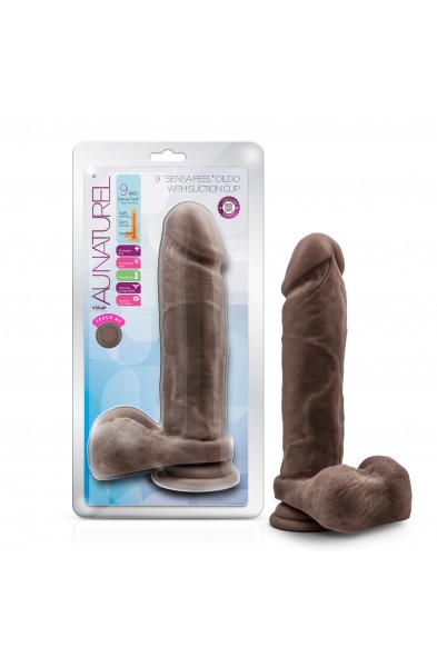 Au Natural - 9 Inch Dildo With Suction Cup -  Chocolate