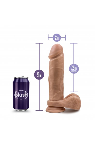 Au Natural - 9 Inch Dildo With Suction Cup -  Mocha