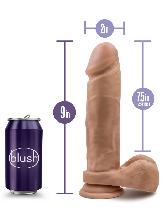Au Natural - 9 Inch Dildo With Suction Cup - Mocha
