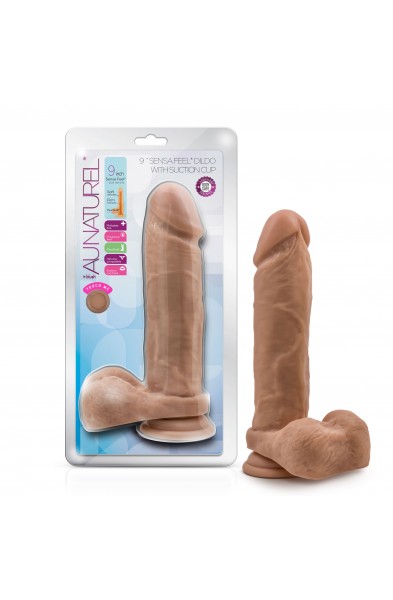 Au Natural - 9 Inch Dildo With Suction Cup -  Mocha