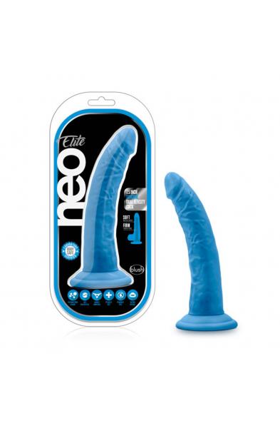 Neo Elite - 7.5 Inch Silicone Dual Density Cock - Neon Blue