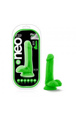 Neo Elite - 6 Inch Silicone Dual Density Cock  With Balls - Neon Green