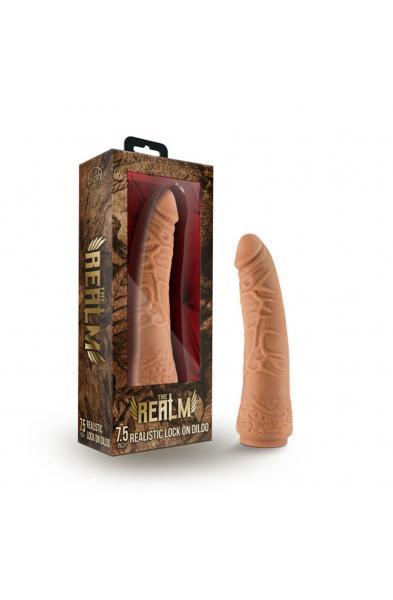 The Realm - Realistic 7.5 Inch Lock on Dildo -  Mocha