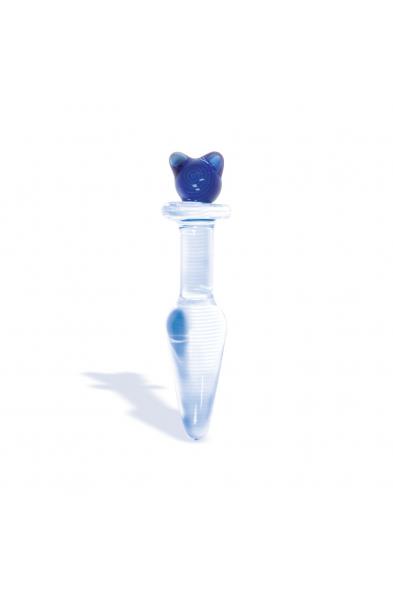 The 9's First Glass Kitty Love Butt Plug - Blue