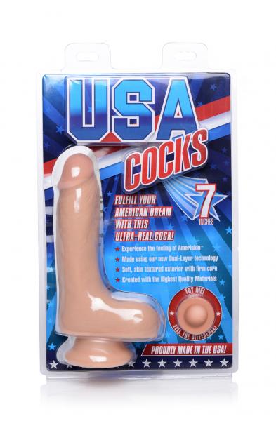 Usa Cocks 7" Ultra Real Dual Layer Dildo - Flesh