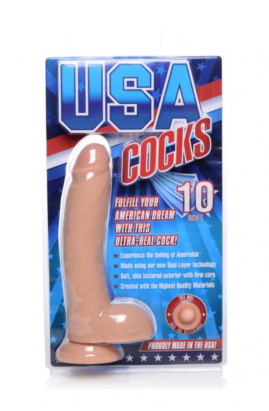 Usa Cocks 10 Inch Ultra Real Dual Layer Dildo - Flesh