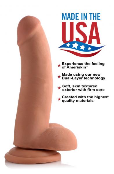 8 Inch Ultra Real Dual Layer Suction Cup Dildo - Medium Tone Skin