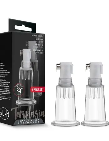 Temptasia  Nipple Pumping Cylinders  Set of 2  (0.75 Inch Diameter) - Clear