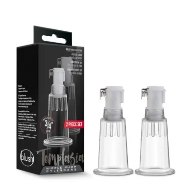 Temptasia  Nipple Pumping Cylinders  Set of 2  (0.75 Inch Diameter) - Clear