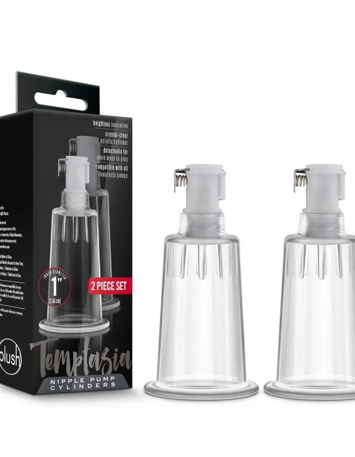 Temptasia  Nipple Pumping Cylinders  Set of 2 (1 Inch Diameter) - Clear