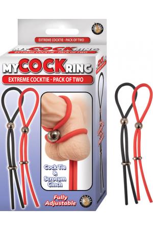 My Cockring Extreme Cocktie-Pack of Two - Black/ Red