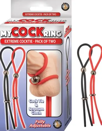 My Cockring Extreme Cocktie-Pack of Two - Black/ Red