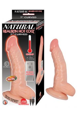 Natural Realskin Hot Cock Curved 7 Inch - Flesh