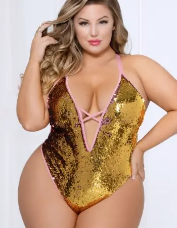 Two-Tone Sequin Teddy - Pink/gold - 1x2x