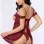 Lace and Mesh Babydoll and Thong - Wine - Small