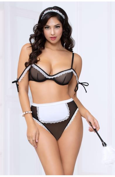 3pc French Maid Bedroom Costume - Black/white - One Size