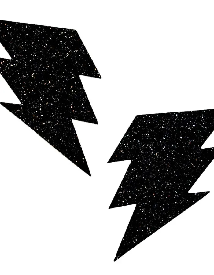 Black Malice Glitter Lightning Bolt Nipztix Pasties
