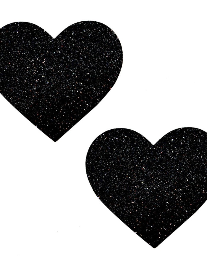 Black Malice Glitter I Heart U Nipztix Pasties