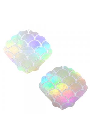 Mystical Mermaid White Holographic Mermaid Shell  Nipztix Pasties