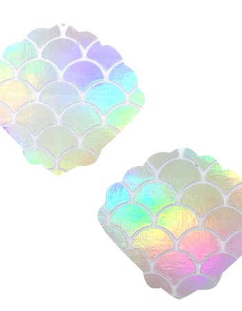 Mystical Mermaid White Holographic Mermaid Shell  Nipztix Pasties