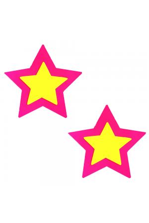 Pink Double Star Burst Neon Blacklight Starry  Nights Nipztix Pasties