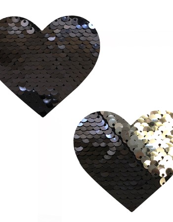 Sequin Medusa Magic Flip Black to Silver I Heart  U Nipztix Pasties