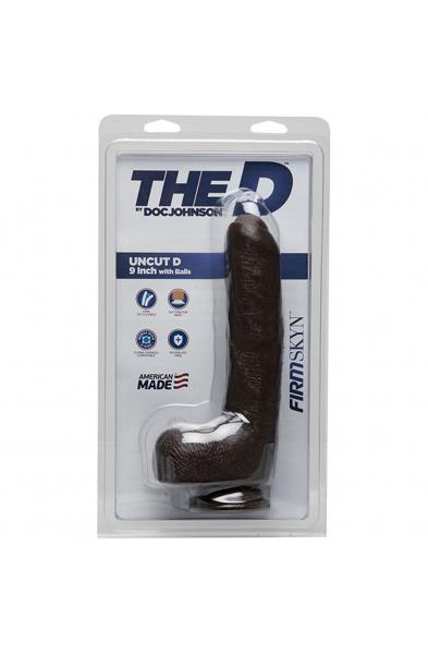 The D - Uncut D - 9 Inch With Balls - Firmskyn -  Chocolate