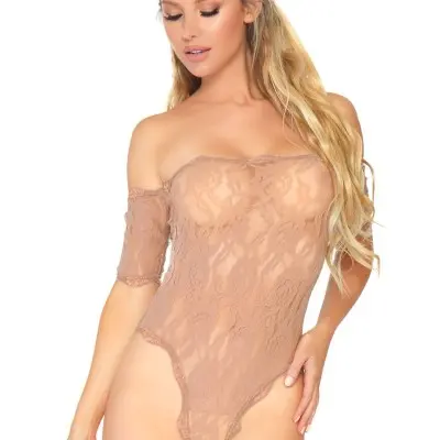 Strapless Lace Teddy - Nude - Small/medium