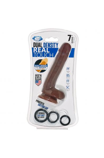 Cloud 9 Novelties Dual Density Real Touch 7 Inch With Balls - Brown