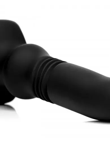 Thunder Plugs Silicone Vibrating and Thrusting Plug - Black
